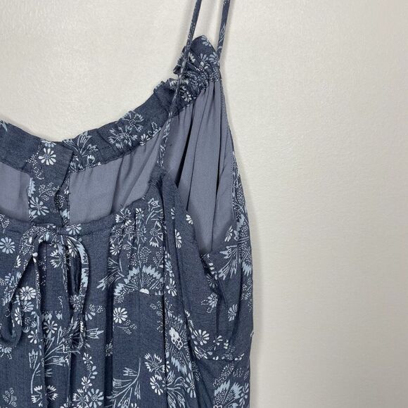 MADEWELL Dress Womens 8 Tie-Back Button-Front Midi NEW Blue Floral NE783 - Picture 11 of 16